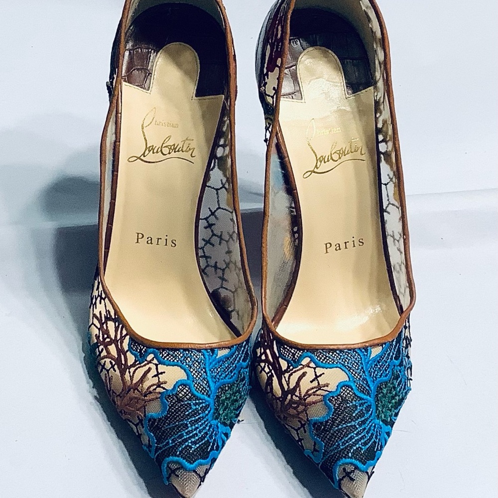 Christian Louboutin Blue and Brown Women's Shoes